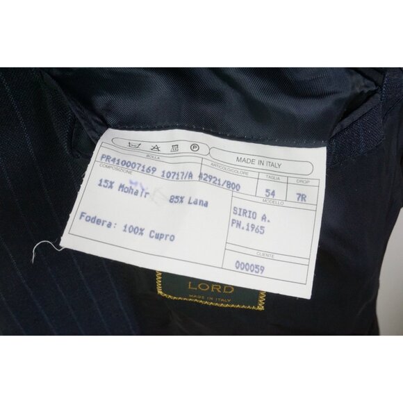 Isaia Sirio A Blue Mohair Wool Striped 2 Pc Suit Jacket Pants Sz 44R Brand New - Picture 9 of 11